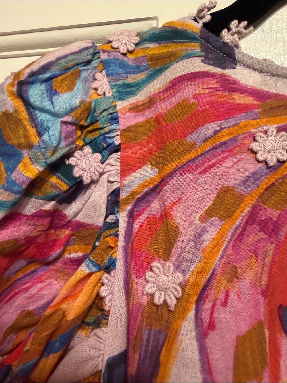 Farm Rio Banana Puff-Sleeve Blouse in Pink Multi - XS - Picture 3 of 10